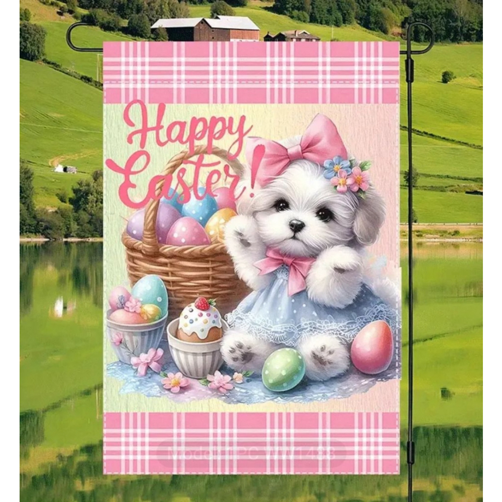 Easter Garden Flag, One Size, Pink & Blue